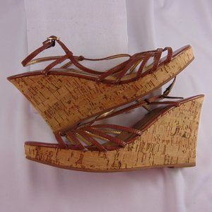 Banana Republic Strappy Leather Cork Wedge Sandals